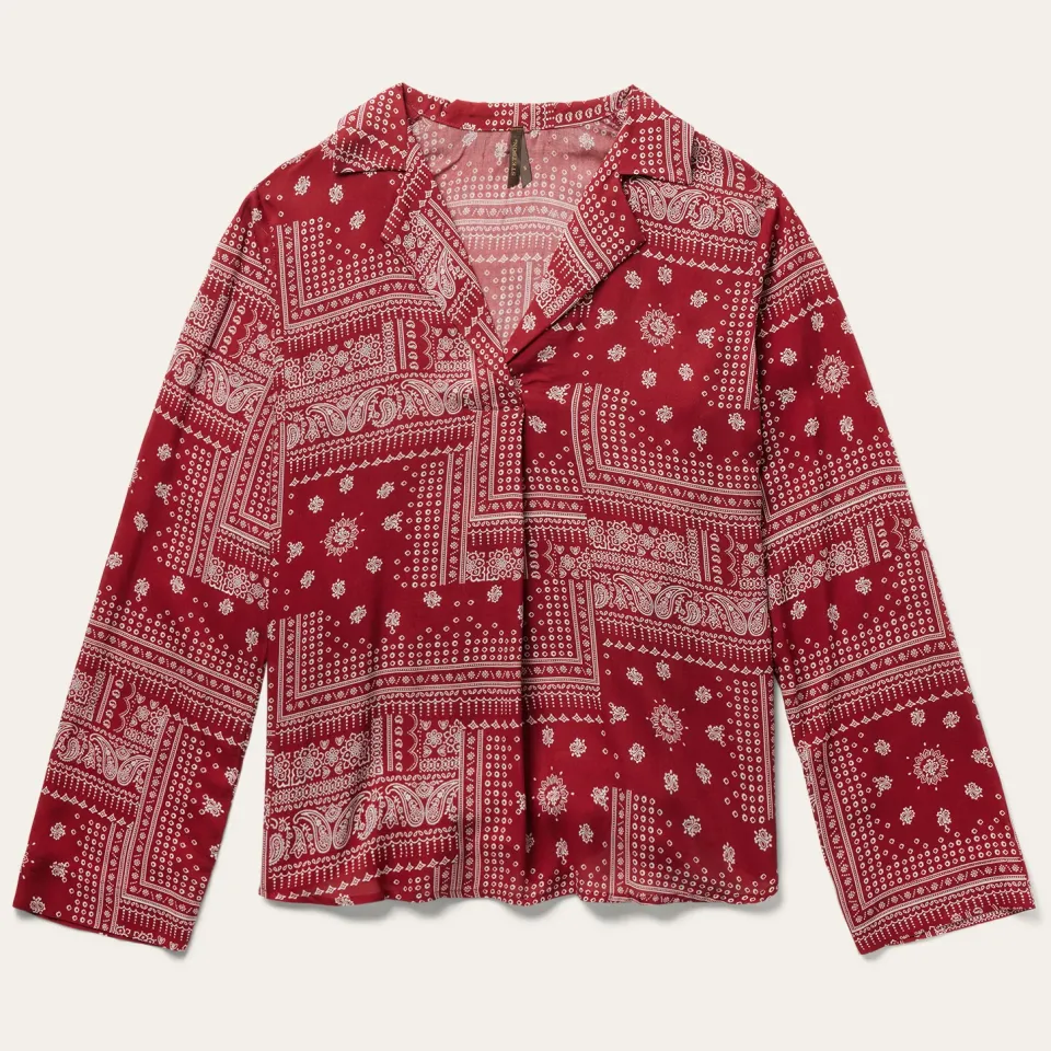 Best Stetson Bandana Patchwork Blouse Red
