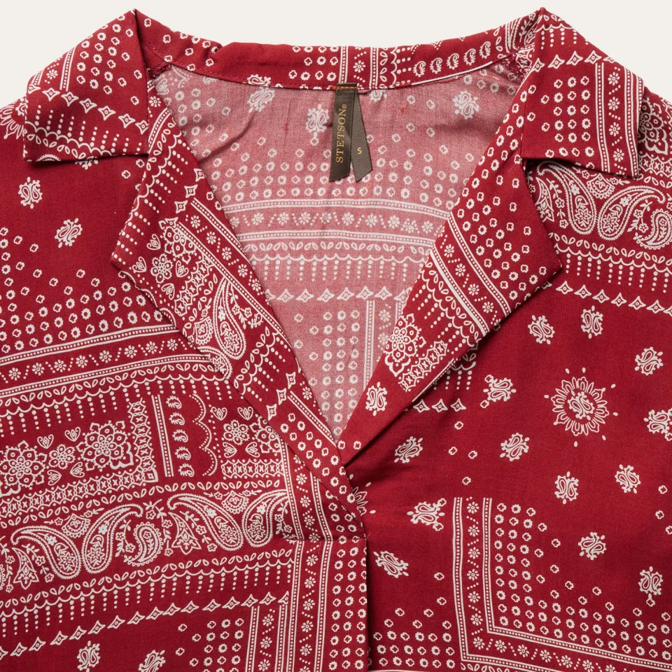 Best Stetson Bandana Patchwork Blouse Red