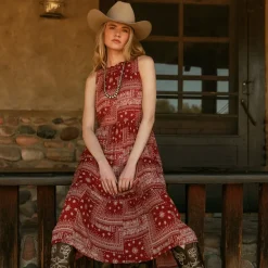New Stetson Bandana Patchwork Dress Red