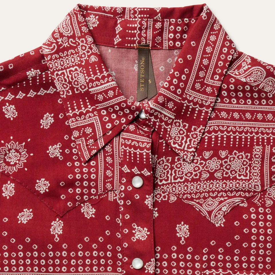 Clearance Stetson Bandana Patchwork Shirt Red