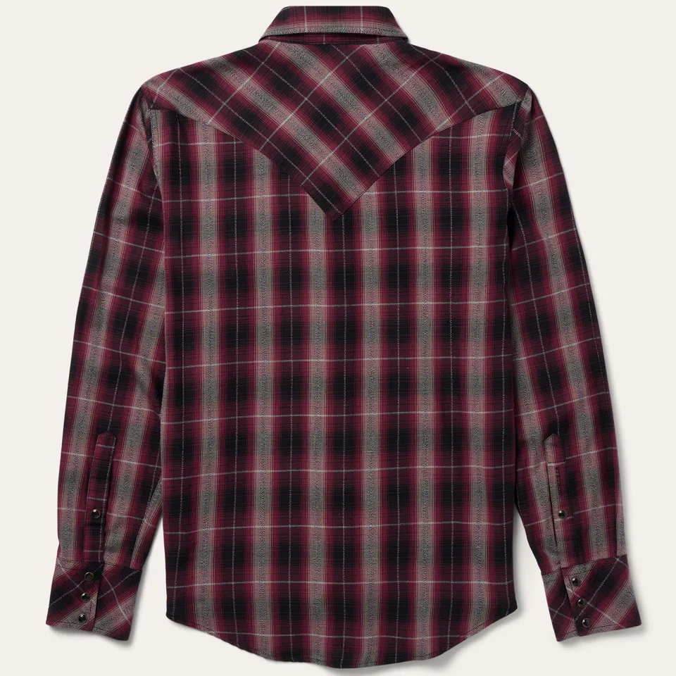 Clearance Stetson Marl Plaid Western Shirt Red