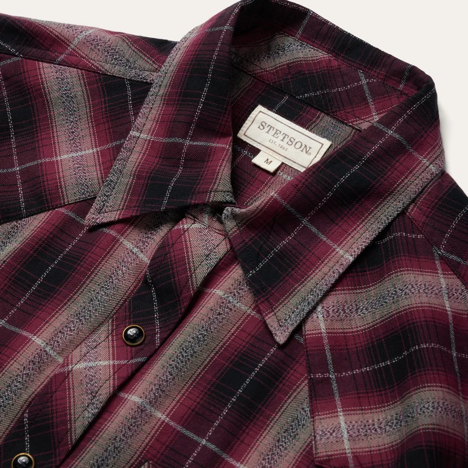Online Stetson Marl Plaid Western Shirt Red