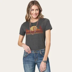 New Stetson Riding Into The Sunset Graphic Tee Grey