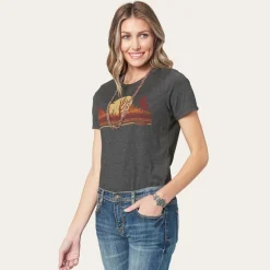New Stetson Riding Into The Sunset Graphic Tee Grey