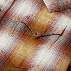 New Stetson Rust Plaid Flannel Western Shirt Brown