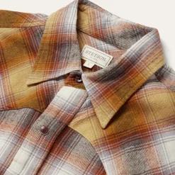 Hot Stetson Rust Plaid Flannel Western Shirt Brown