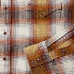 Hot Stetson Rust Plaid Flannel Western Shirt Brown