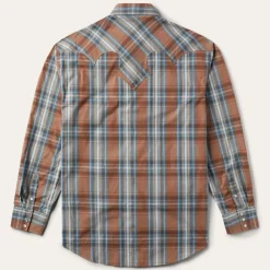 Best Stetson Rustic Plaid Western Shirt Brown