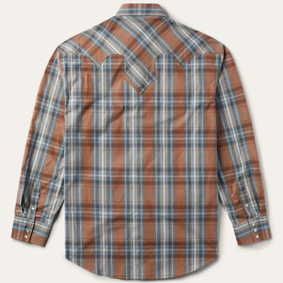 Best Stetson Rustic Plaid Western Shirt Brown