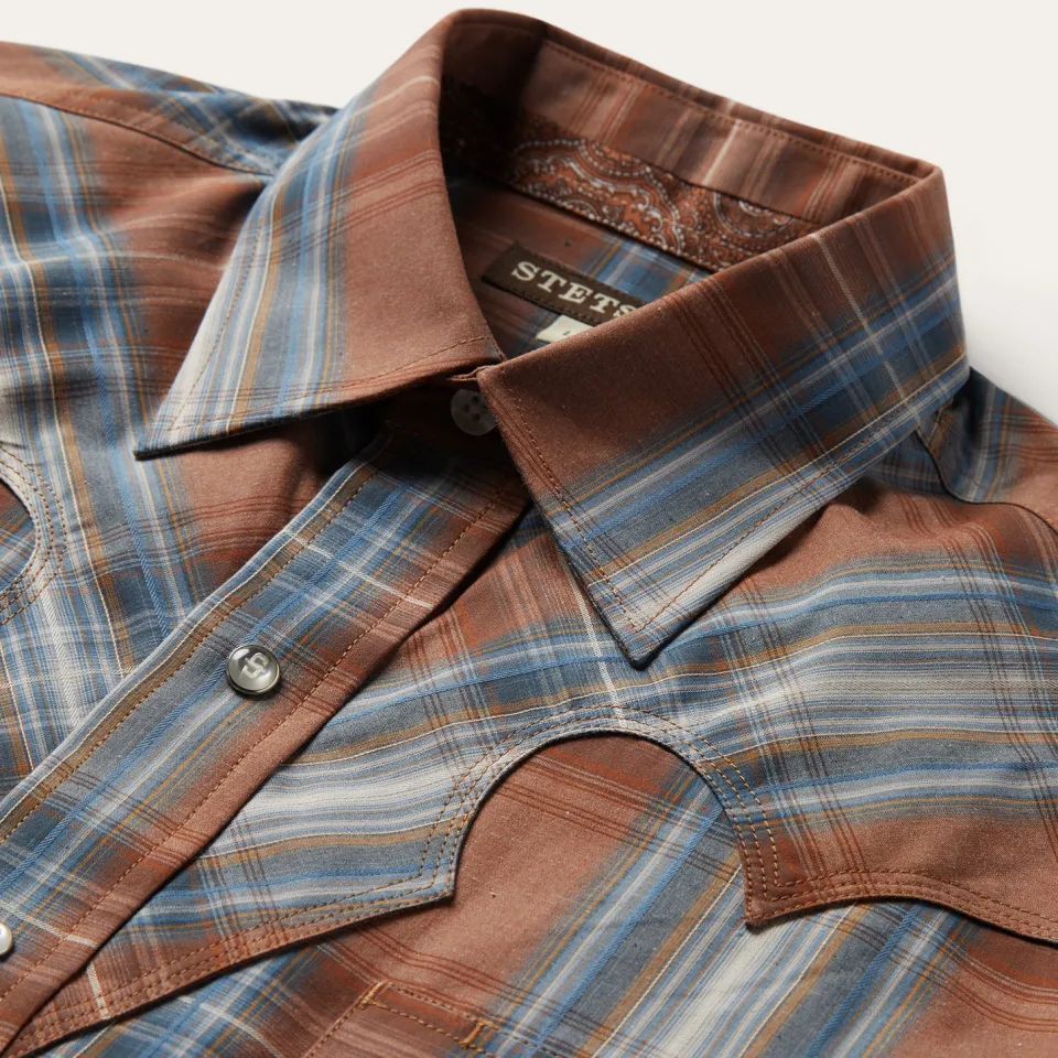 Sale Stetson Rustic Plaid Western Shirt Brown