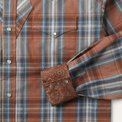 Sale Stetson Rustic Plaid Western Shirt Brown