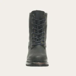 Stetson Sam Lace Up Leather Lug Boots Black