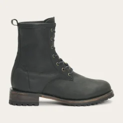 Clearance Stetson Sam Lace Up Leather Lug Boots Black