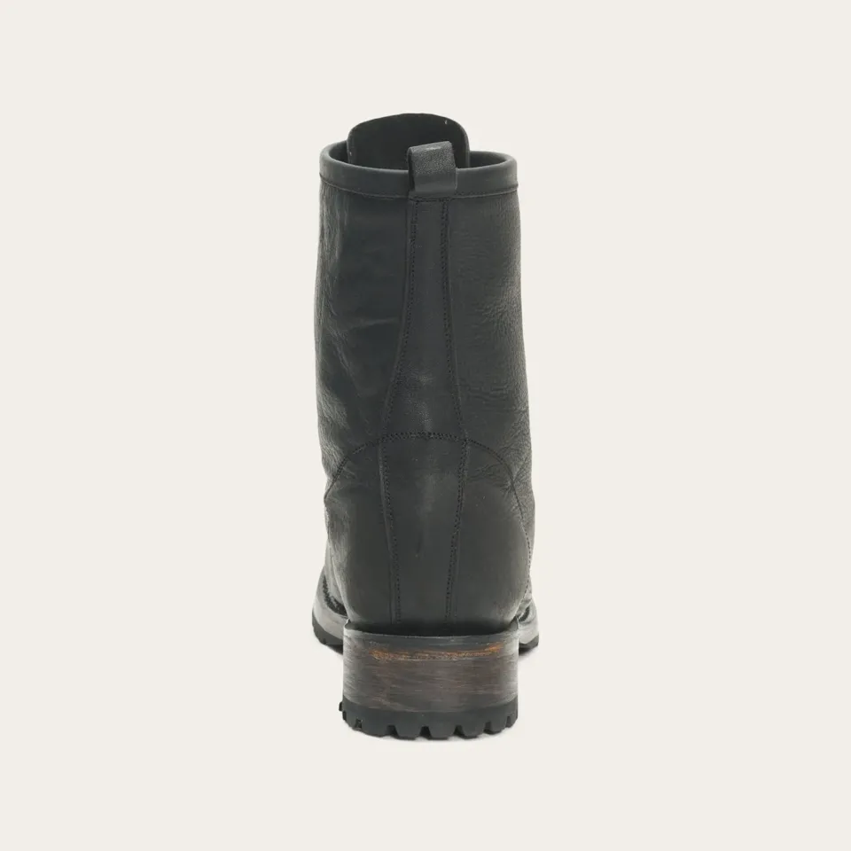 Clearance Stetson Sam Lace Up Leather Lug Boots Black
