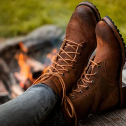 Clearance Stetson Sam Lace Up Oiled Suede Lug Boots Brown