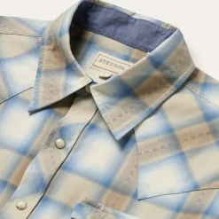 Online Stetson Sand Plaid Dobby Western Shirt Brown