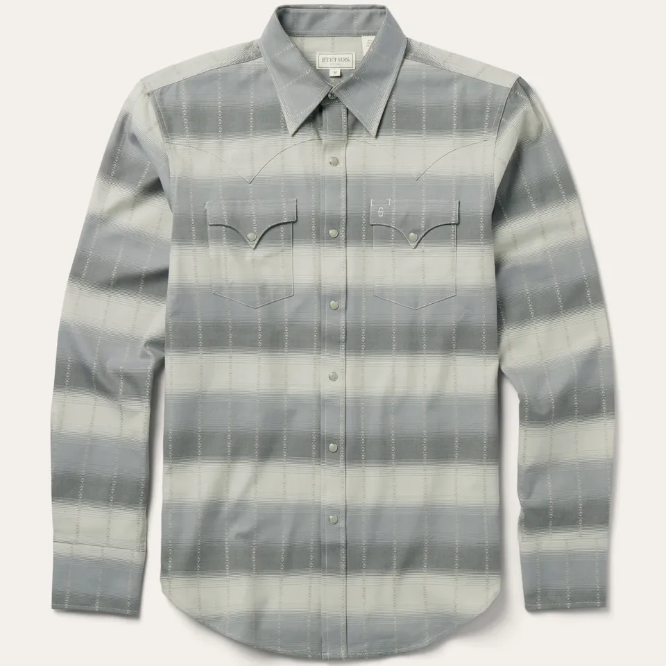 Best Stetson Serape Dobby Twill Western Shirt Brown