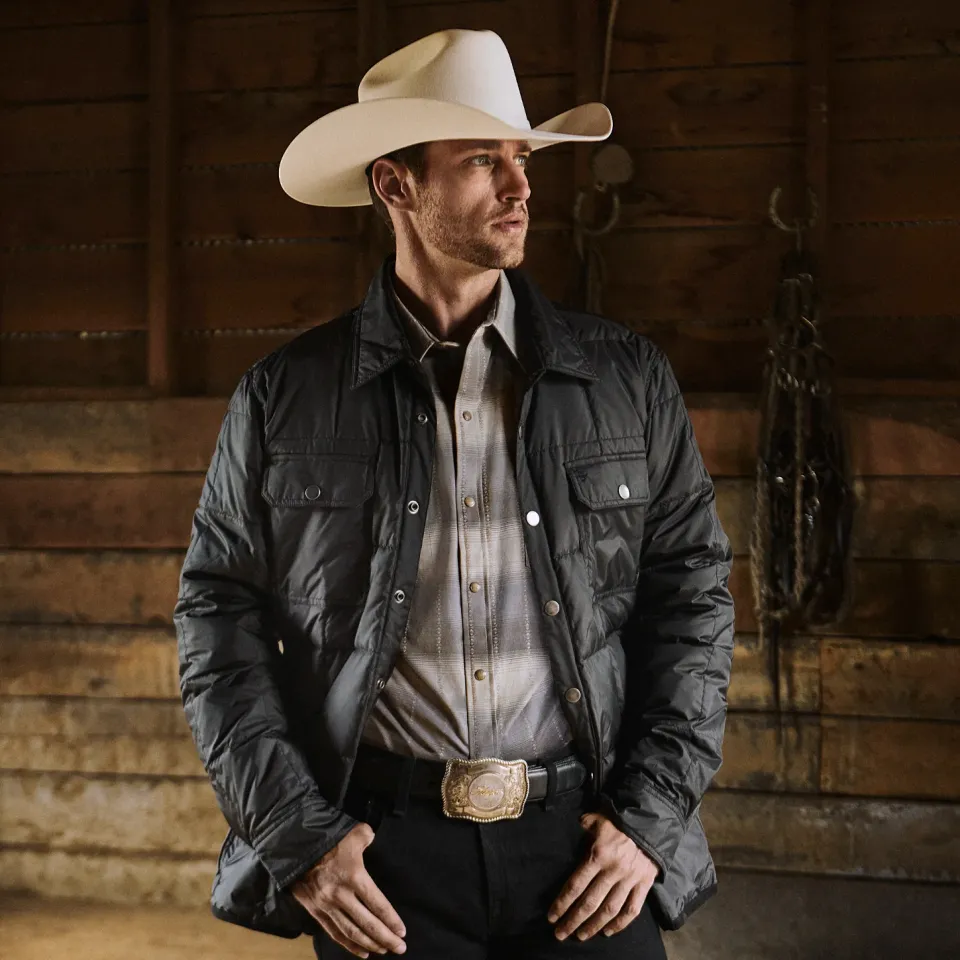 Best Stetson Serape Dobby Twill Western Shirt Brown