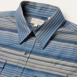 Hot Stetson Serape Stripe Western Shirt Blue