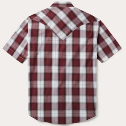 Stetson Shadow Plaid Short Sleeve Western Shirt Wine