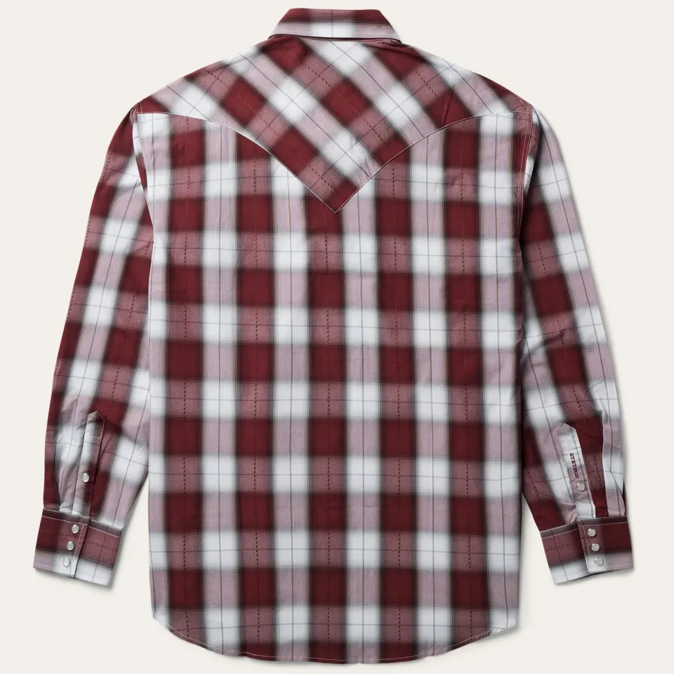 Sale Stetson Shadow Plaid Western Shirt Wine
