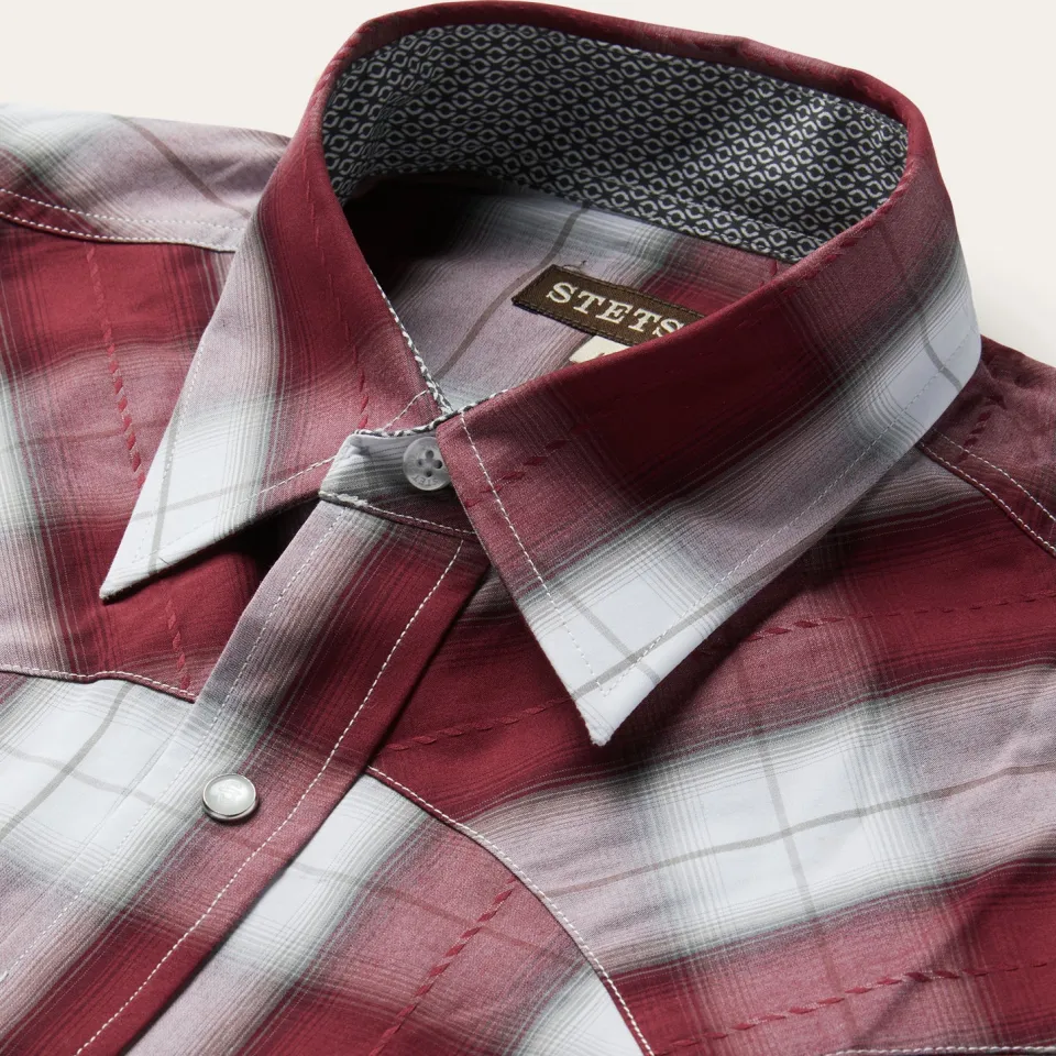 Sale Stetson Shadow Plaid Western Shirt Wine