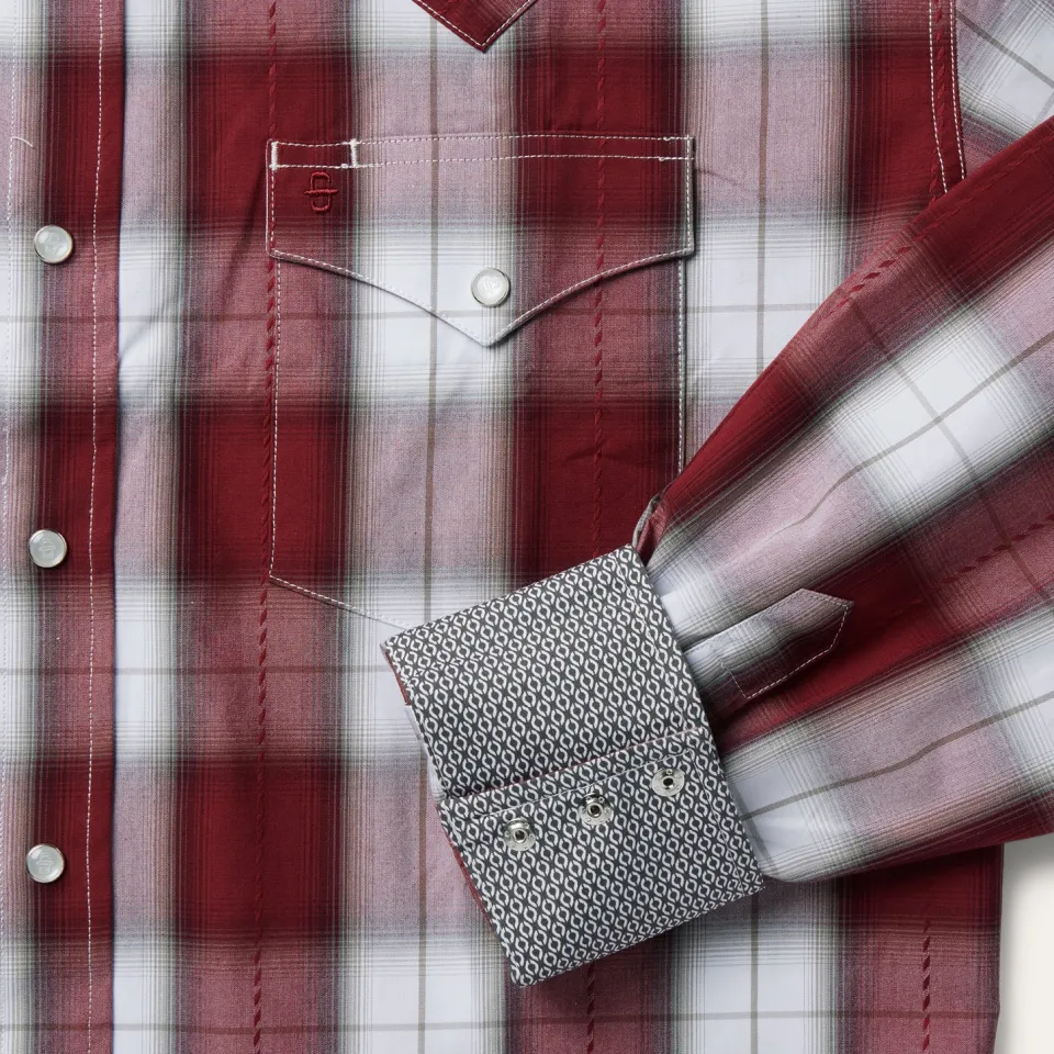Sale Stetson Shadow Plaid Western Shirt Wine