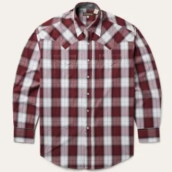 New Stetson Shadow Plaid Western Shirt Wine
