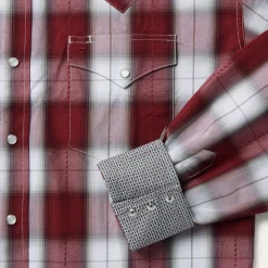 New Stetson Shadow Plaid Western Shirt Wine