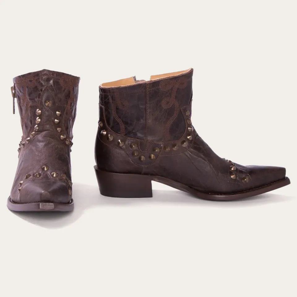New Stetson Shelby Sierra Studded Cowboy Boot Brown