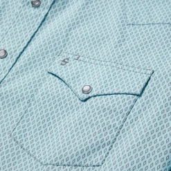 Hot Stetson Silver Diamond Neat Print Western Shirt Blue