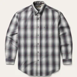 Outlet Stetson Smoke Ombre Plaid Button Front Shirt Grey