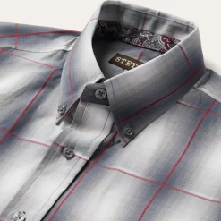 Outlet Stetson Smoke Ombre Plaid Button Front Shirt Grey