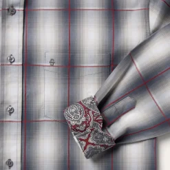 Outlet Stetson Smoke Ombre Plaid Button Front Shirt Grey