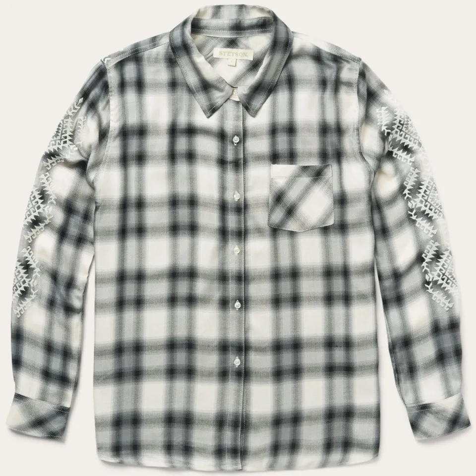 Best Stetson Smokey Ombre Plaid Shirt Grey