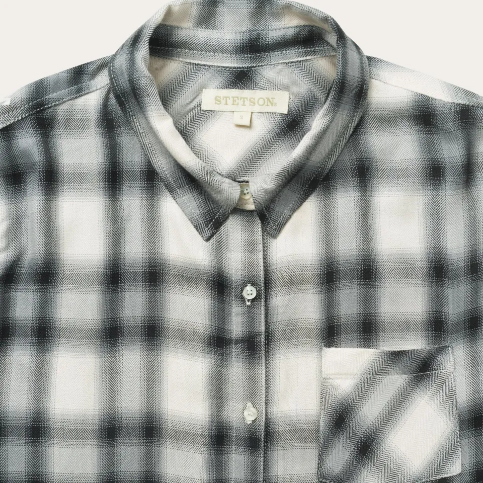 Best Stetson Smokey Ombre Plaid Shirt Grey