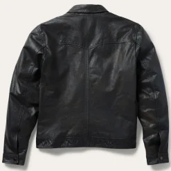 Outlet Stetson Snap Front Leather Jacket Brown