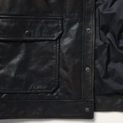 Outlet Stetson Snap Front Leather Jacket Brown