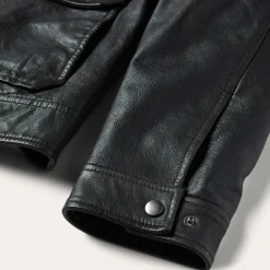Outlet Stetson Snap Front Leather Jacket Brown