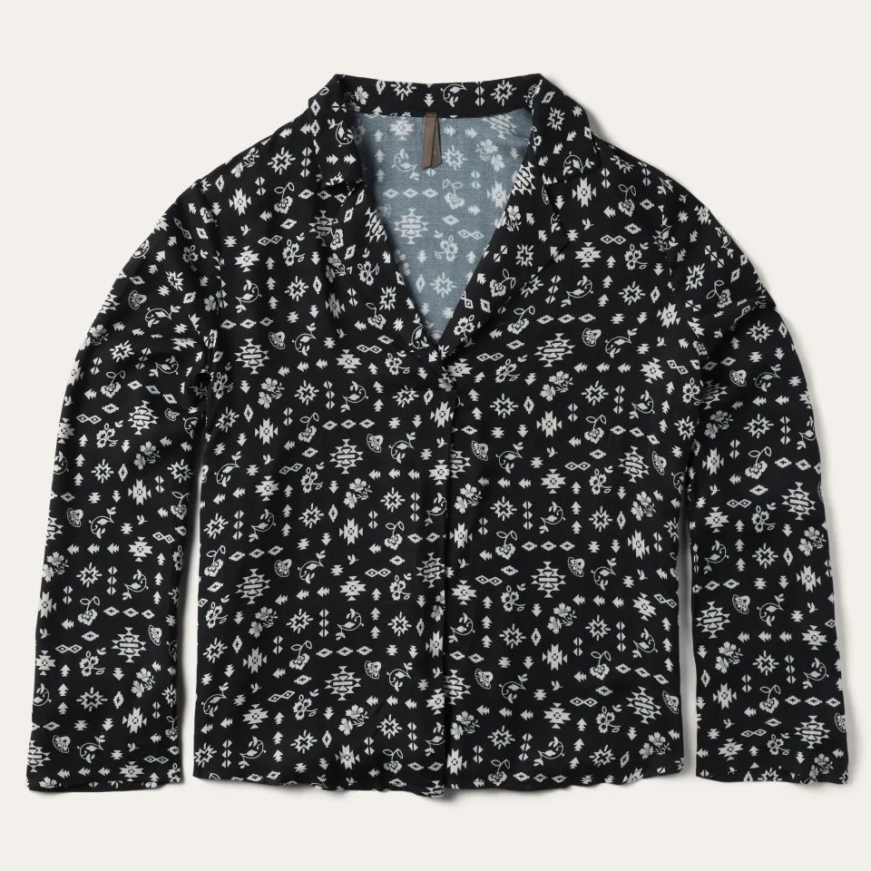 Clearance Stetson Southwestern Ditzy Print Blouse Black