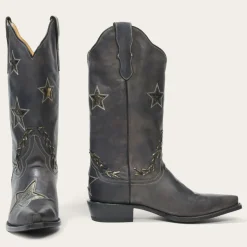 Discount Stetson Star Distressed Cowboy Boot Black