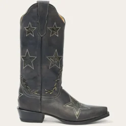 Discount Stetson Star Distressed Cowboy Boot Black