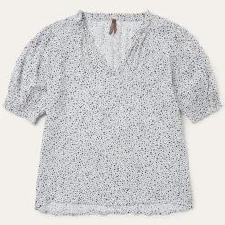 Best Stetson Stars Print Peasant Blouse White