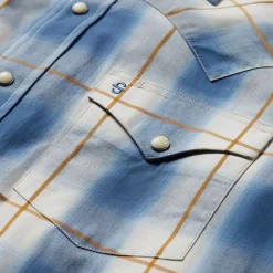 Hot Stetson Steel Ombre Plaid Western Shirt Blue