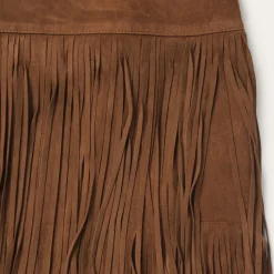 Sale Stetson Suede Fringed Skirt Brown