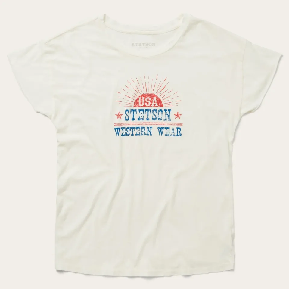 Outlet Stetson Sunrise Graphic Tee White