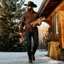 Hot Stetson Vertical Aztec Cardigan Brown
