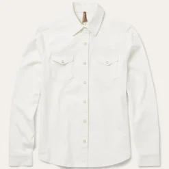 New Stetson Western Embroidered Denim Shirt White