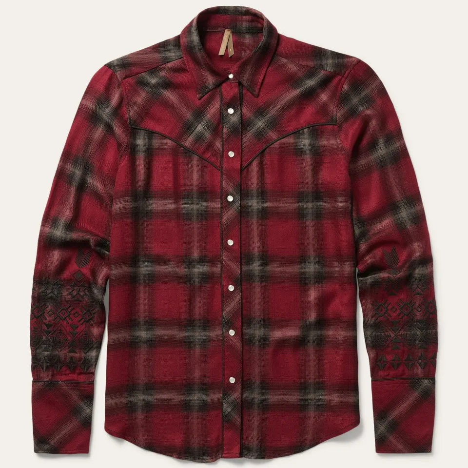 Online Stetson Western Plaid Blouse Wine