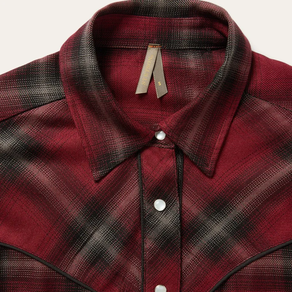 Online Stetson Western Plaid Blouse Wine